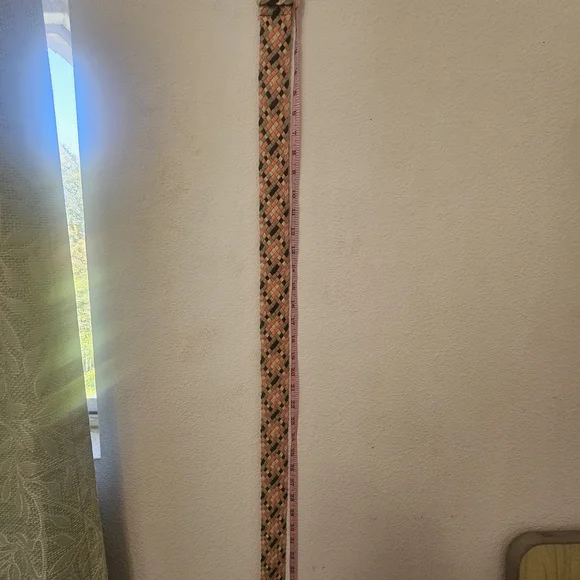 Woven Multicolor Rope Belt with Round Buckle - Brown, Coral, Cream - Picture 4 of 5